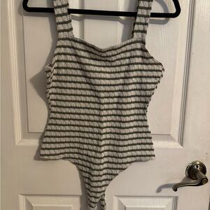 Green and cream tank bodysuit